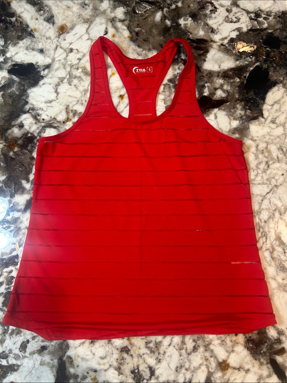 ZYIA Red Racerback Tank with Subtle Stripe Size Small